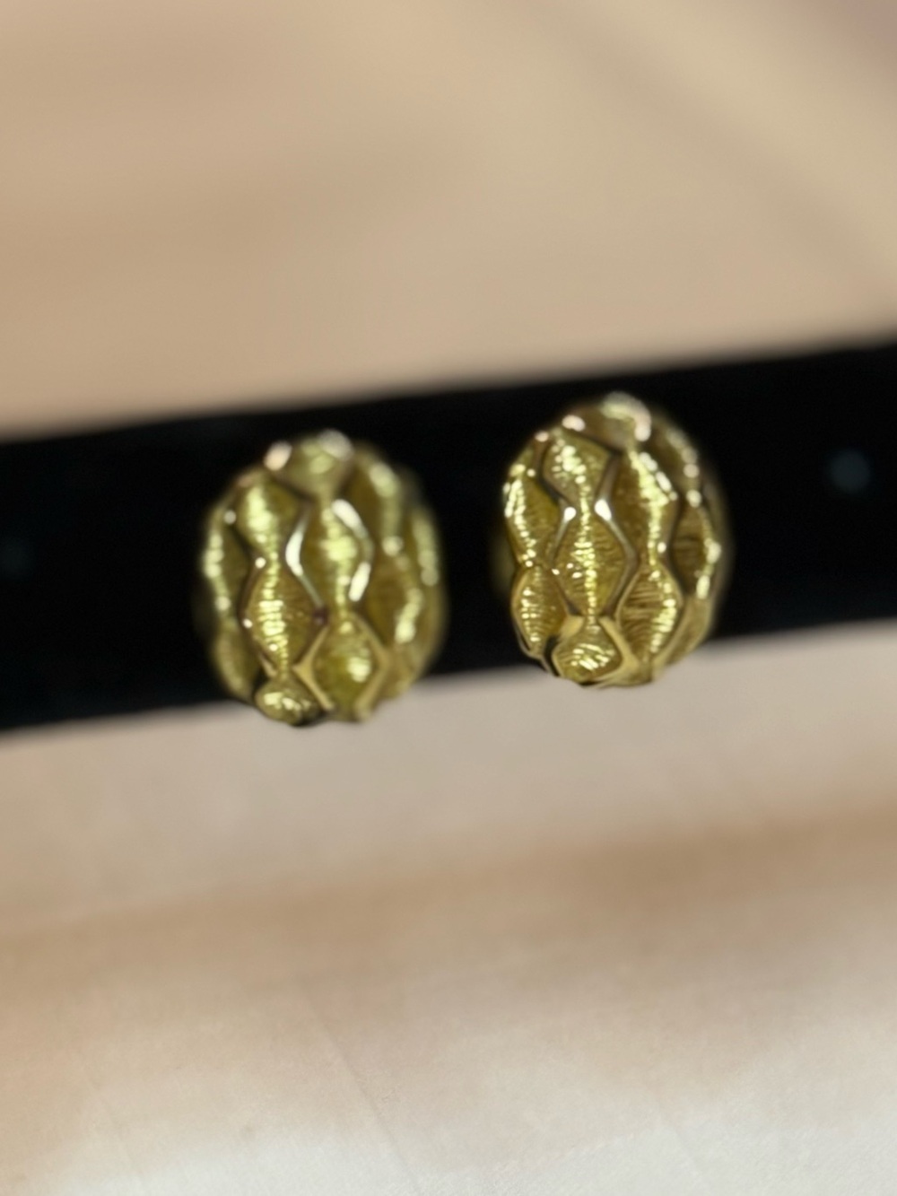 MONET Gold Textured Oval Dome Stud Earrings (backings included,removed for pic)